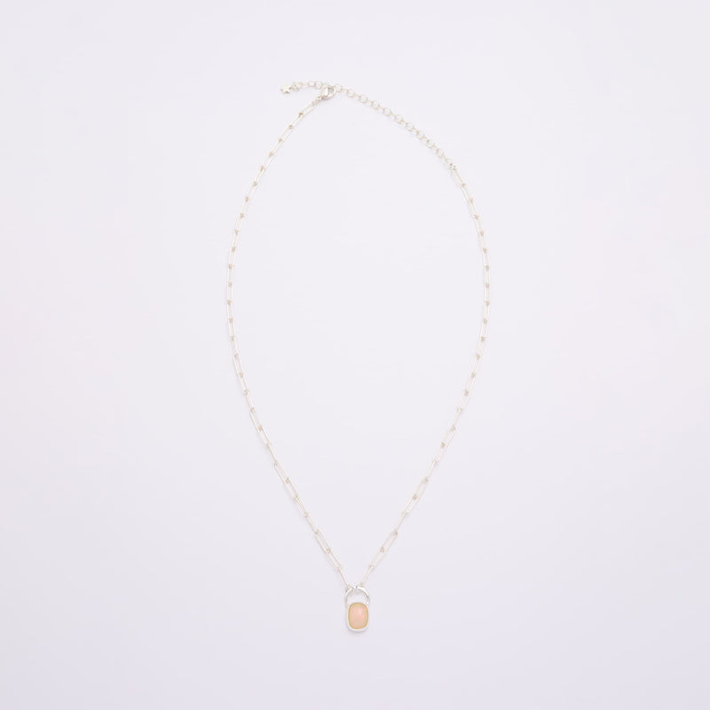 10月誕生石オパールのシルバーネックレス