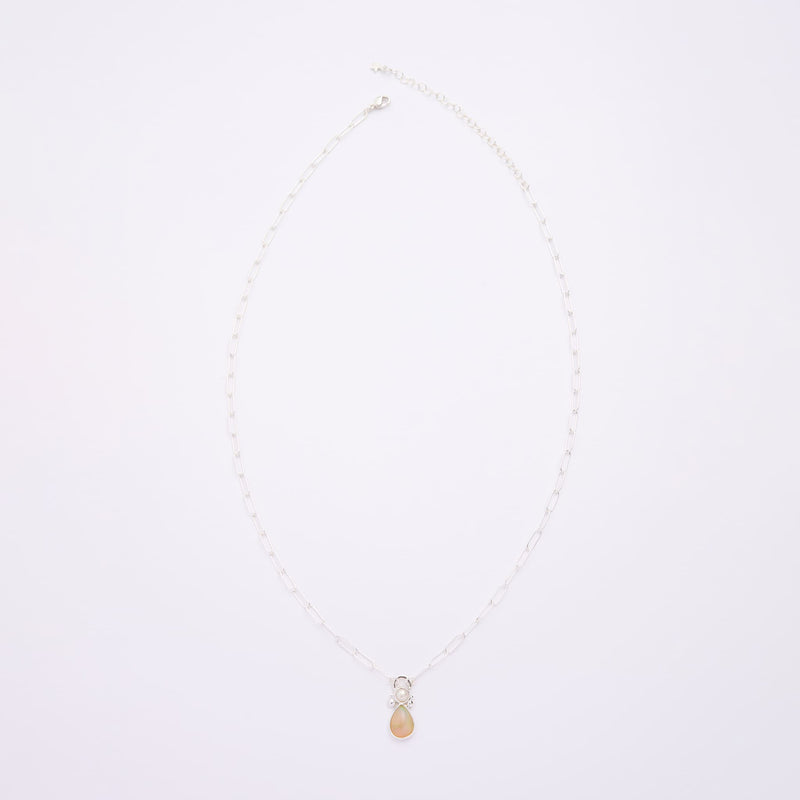 10月誕生石オパールのシルバーネックレス