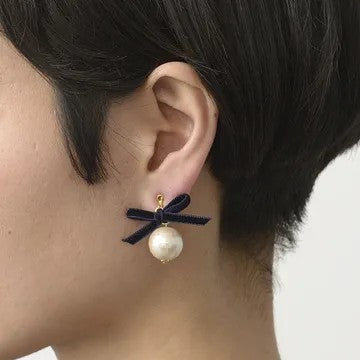 １.４cm  プティパール ベルベットリボン・イヤリング PRN1022e