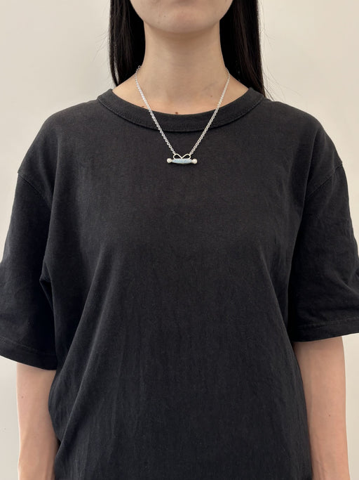 10月誕生石オパールのシルバーネックレス