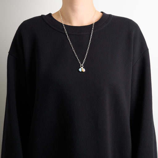 10月誕生石オパールのシルバーネックレス