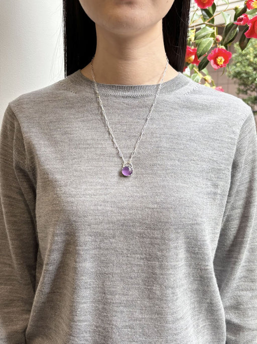 2月誕生石アメシストのシルバーネックレス