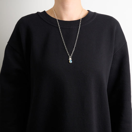 10月誕生石オパールのシルバーネックレス