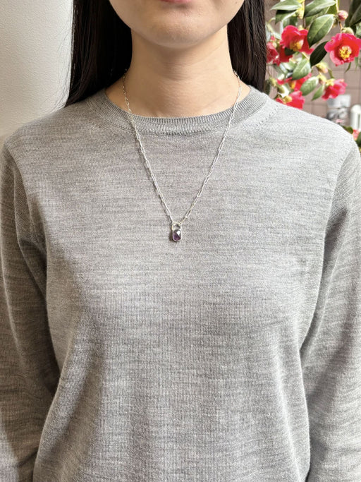 2月誕生石アメシストのシルバーネックレス