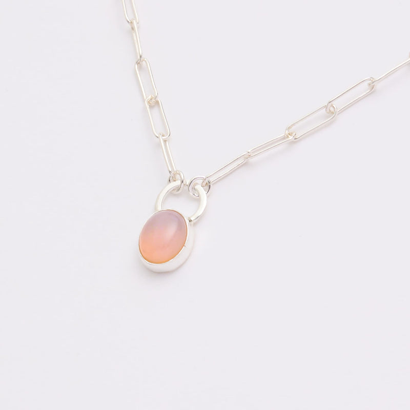 10月誕生石オパールのシルバーネックレス
