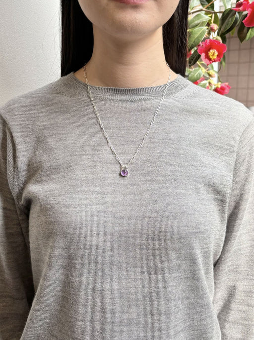 2月誕生石アメシストのシルバーネックレス