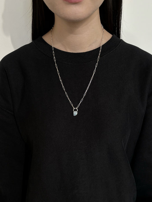 10月誕生石オパールのシルバーネックレス