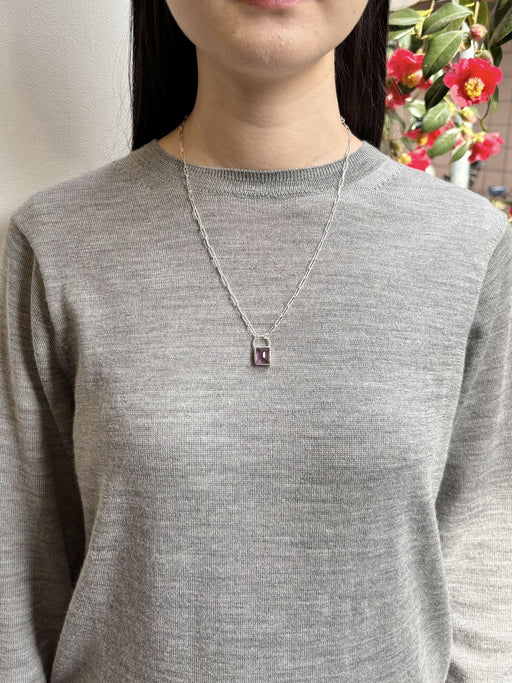 2月誕生石アメシストのシルバーネックレス