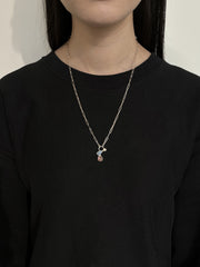 10月誕生石オパールのシルバーネックレス