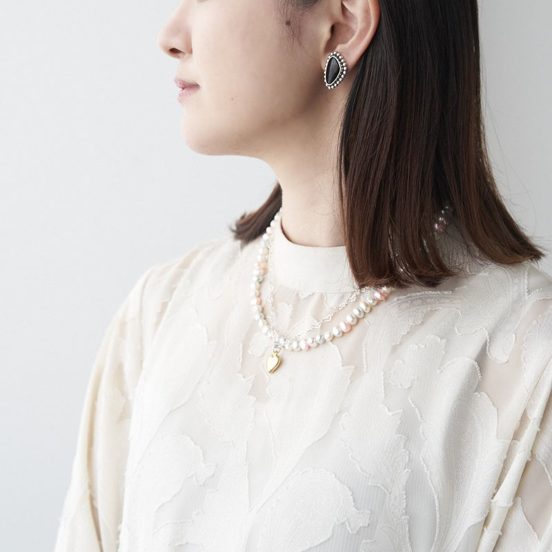 オブシディアンのシルバーピアス