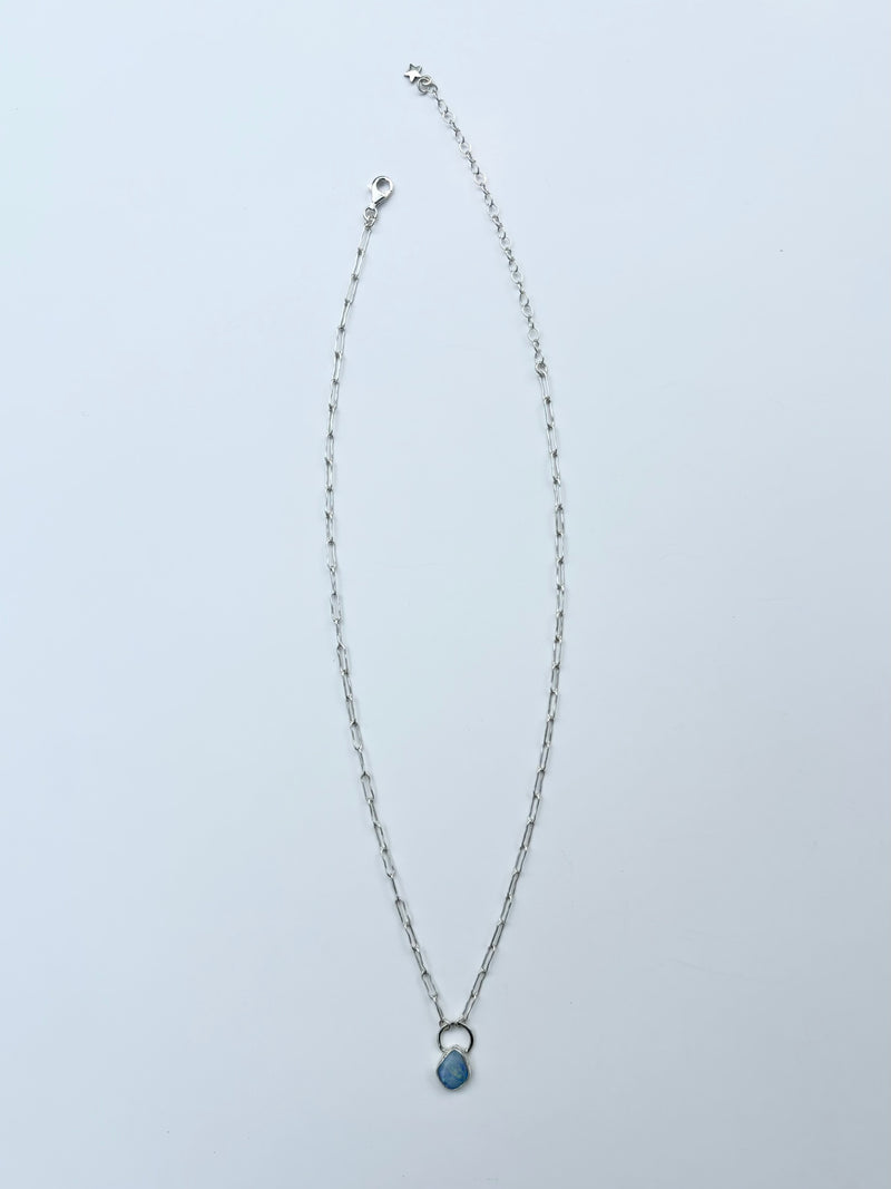 10月誕生石オパールのシルバーネックレス