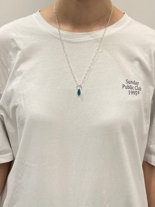 10月誕生石オパールのシルバーネックレス