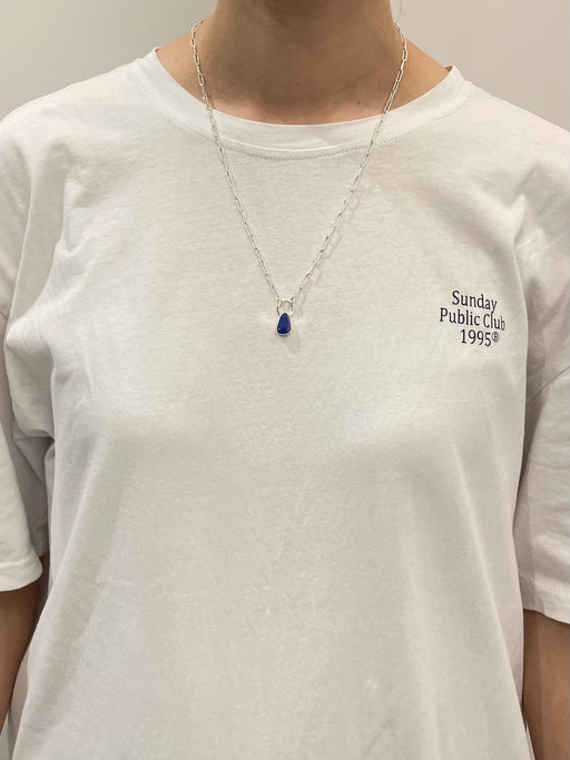 10月誕生石オパールのシルバーネックレス