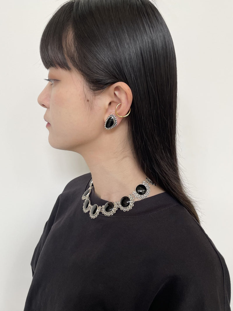 オブシディアンのシルバーネックレス