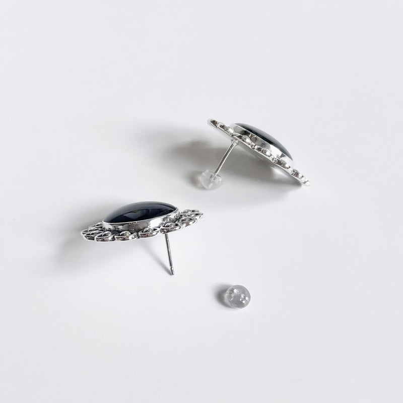 オブシディアンのシルバーピアス