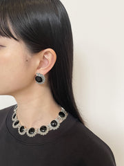 オブシディアンのシルバーピアス
