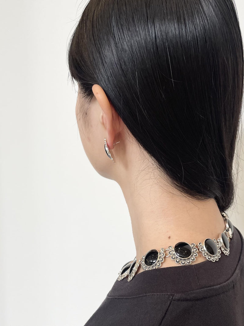 オブシディアンのシルバーピアス