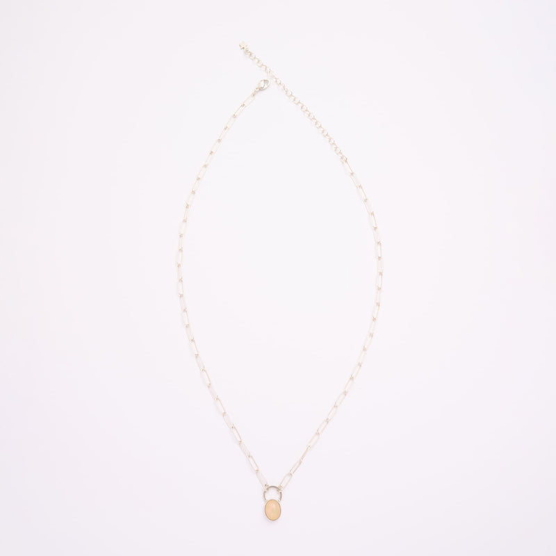 10月誕生石オパールのシルバーネックレス