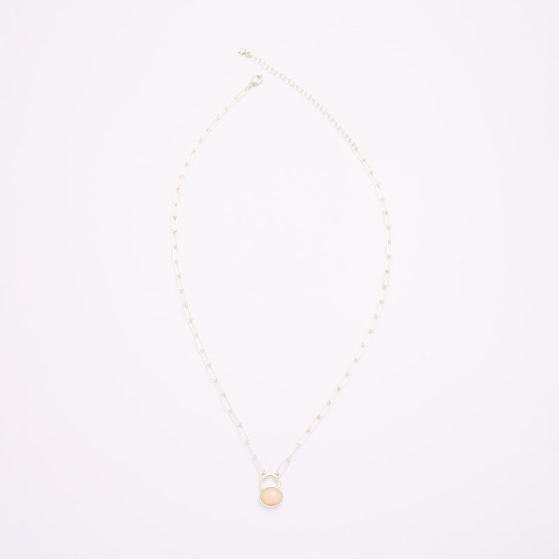10月誕生石オパールのシルバーネックレス