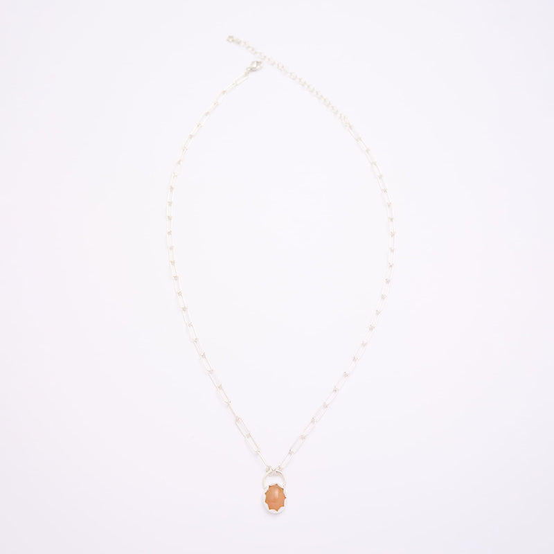10月誕生石オパールのシルバーネックレス