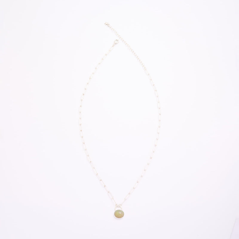 10月誕生石オパールのシルバーネックレス