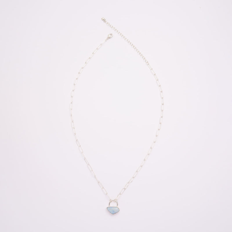 10月誕生石オパールのシルバーネックレス