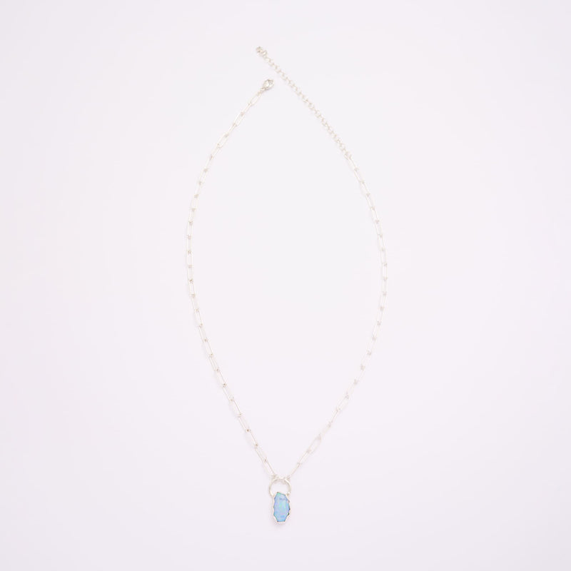 10月誕生石オパールのシルバーネックレス