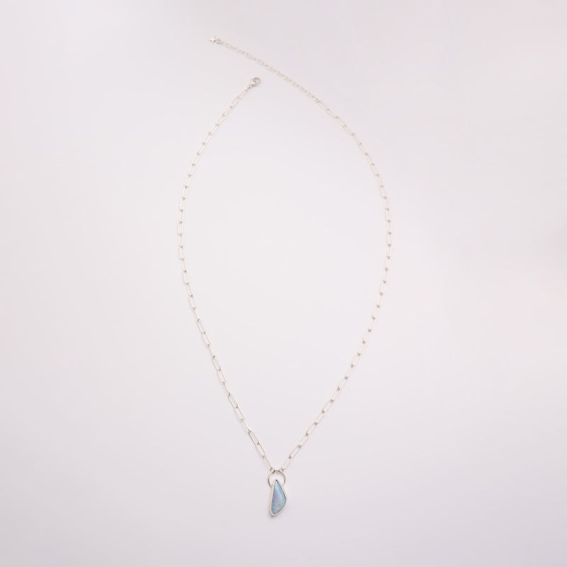 10月誕生石オパールのシルバーネックレス