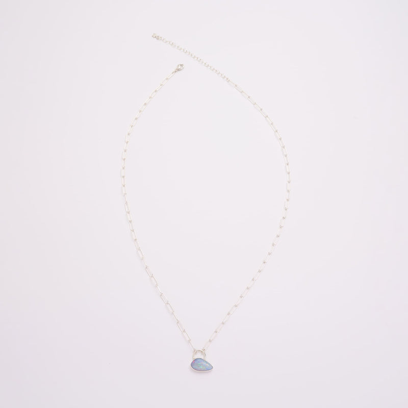 10月誕生石オパールのシルバーネックレス