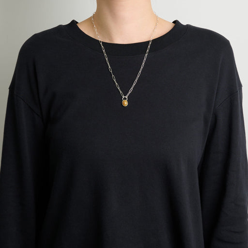 10月誕生石オパールのシルバーネックレス