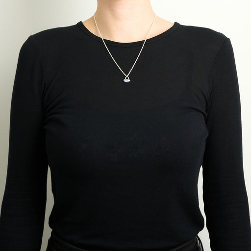 10月誕生石オパールのシルバーネックレス