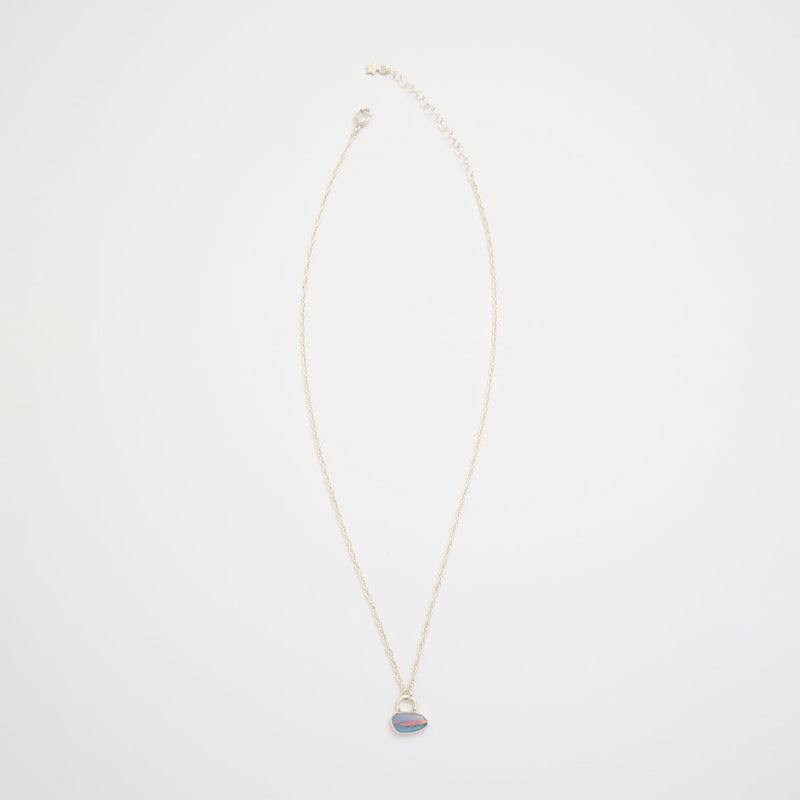 10月誕生石オパールのシルバーネックレス