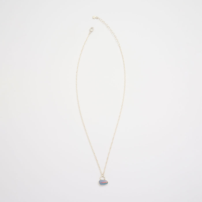10月誕生石オパールのシルバーネックレス