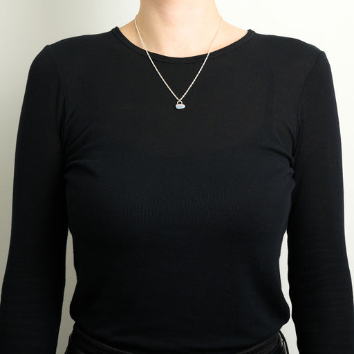 10月誕生石オパールのシルバーネックレス