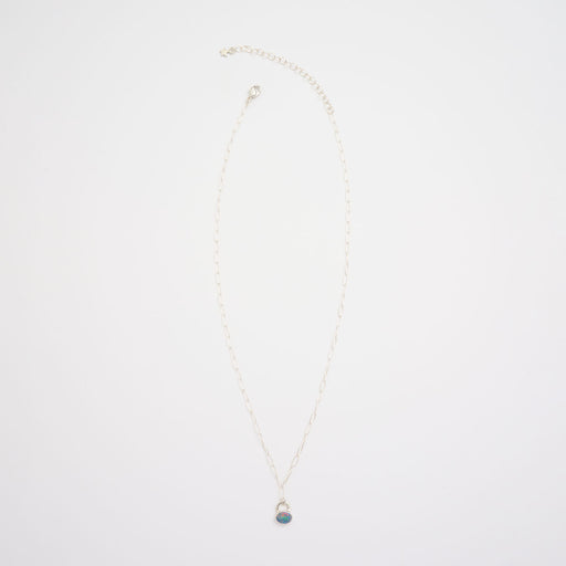 10月誕生石オパールのシルバーネックレス