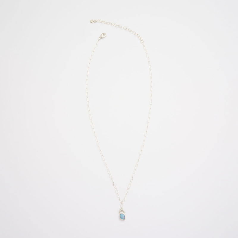 10月誕生石オパールのシルバーネックレス