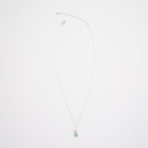 10月誕生石オパールのシルバーネックレス