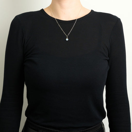 10月誕生石オパールのシルバーネックレス