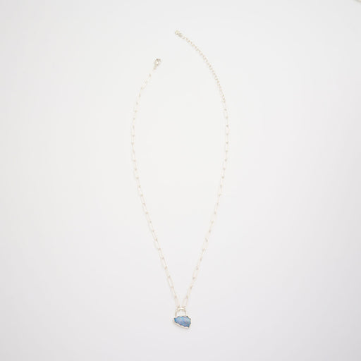 10月誕生石オパールのシルバーネックレス