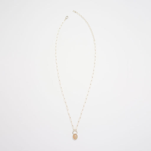 10月誕生石オパールのシルバーネックレス