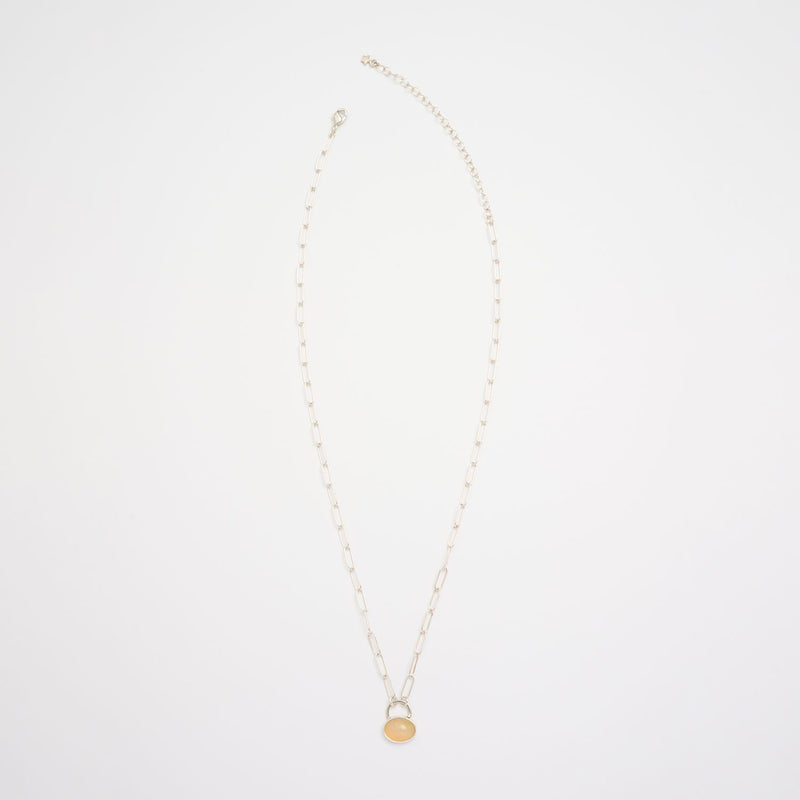 10月誕生石オパールのシルバーネックレス