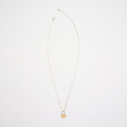 10月誕生石オパールのシルバーネックレス