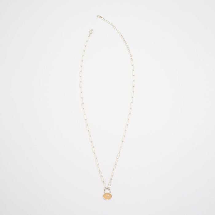 10月誕生石オパールのシルバーネックレス