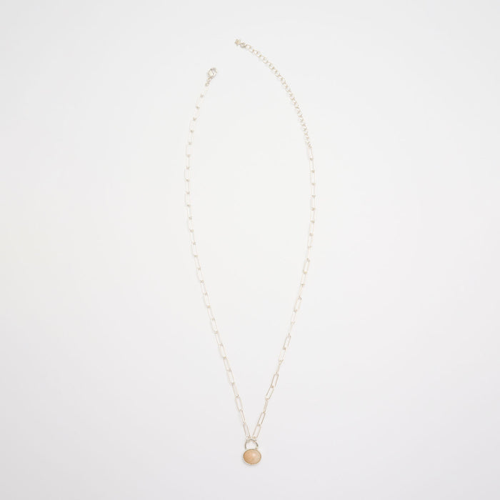 10月誕生石オパールのシルバーネックレス