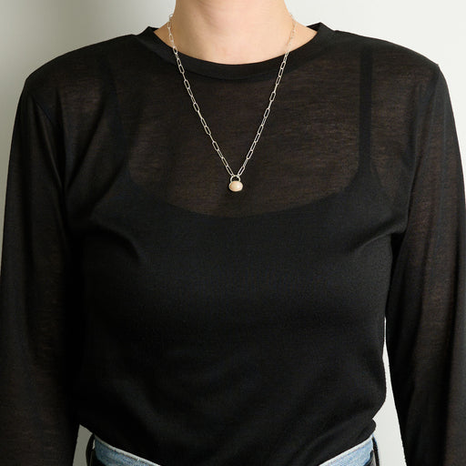 10月誕生石オパールのシルバーネックレス