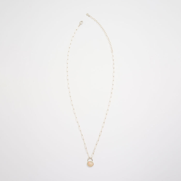 10月誕生石オパールのシルバーネックレス