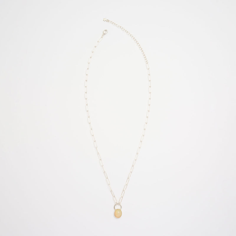 10月誕生石オパールのシルバーネックレス