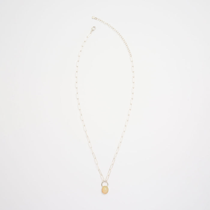 10月誕生石オパールのシルバーネックレス