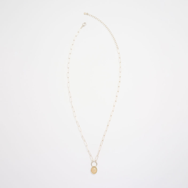 10月誕生石オパールのシルバーネックレス