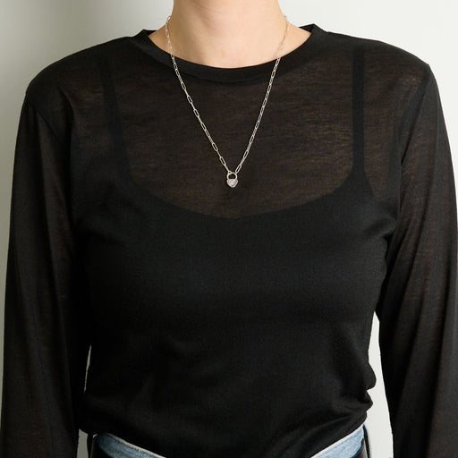 4月誕生石モルガナイトのシルバーネックレス